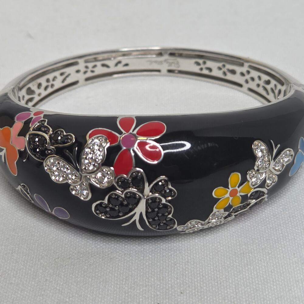 Belle Etoile Hand Painted Art Deco Flutter Bangle Bracelet - Picture 2 of 9